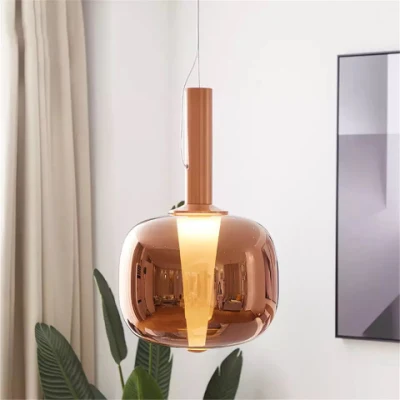 Chrome Gold Pendant Light Glass Art Luxury Living Room Restaurant Bar Dusk Dawn Pendant Light (WH